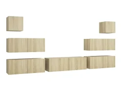 7pcs conjunto de móveis de TV derivados madeira carvalho sonoma PT366122