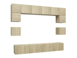 8pcs conjunto de móveis de TV derivados madeira carvalho sonoma PT370114