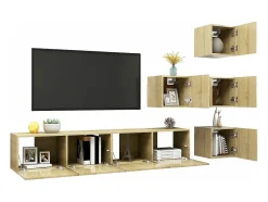 6pcs conjunto de móveis de TV derivados madeira carvalho sonoma PT834974
