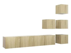 6pcs conjunto de móveis de TV derivados madeira carvalho sonoma PT834974