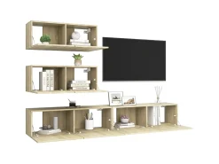 4pcs conjunto de móveis de TV derivados madeira carvalho sonoma PT477219