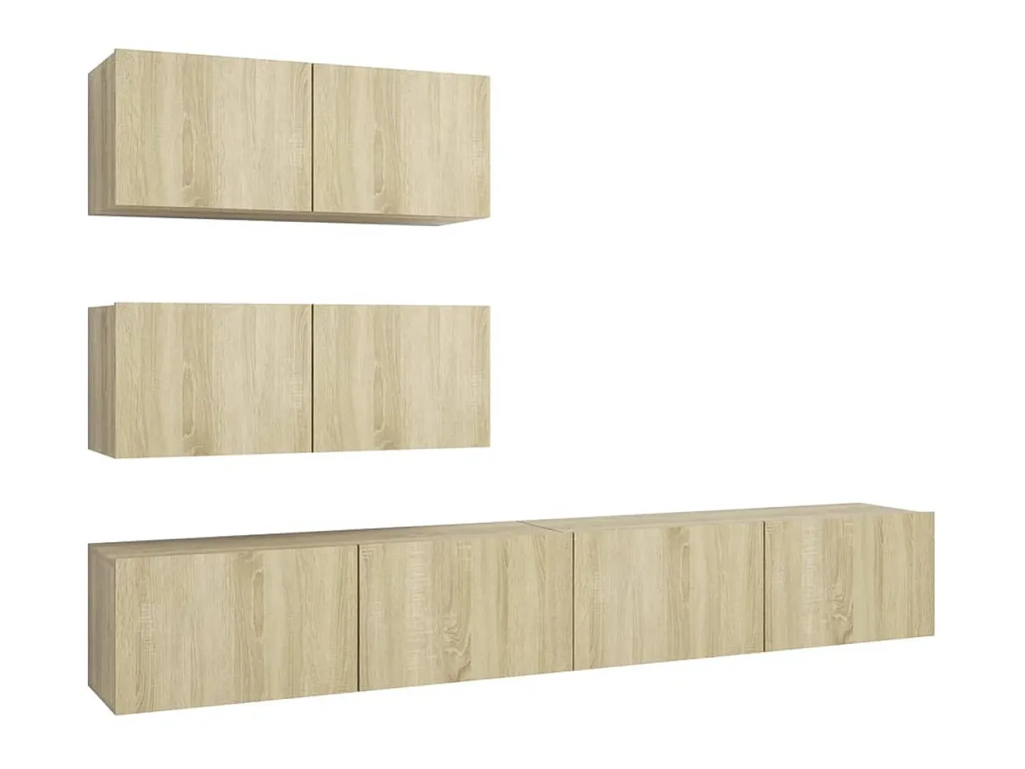 4pcs conjunto de móveis de TV derivados madeira carvalho sonoma PT477219
