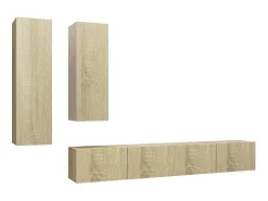 4pcs conjunto de móveis de TV contraplacado cor carvalho sonoma PT794071