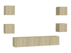 6pcs conjunto de móveis de TV derivados madeira carvalho sonoma PT764063