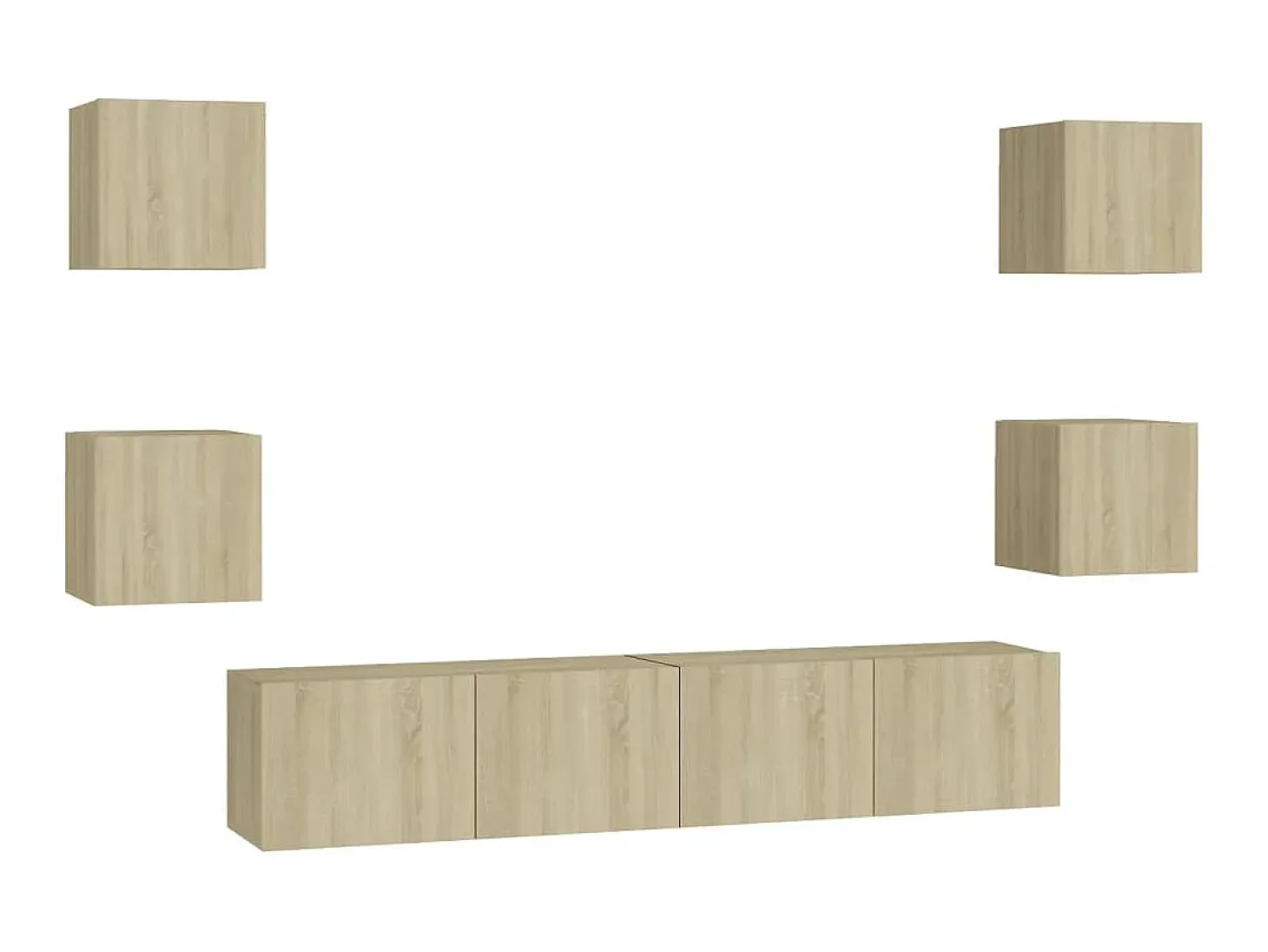 6pcs conjunto de móveis de TV derivados madeira carvalho sonoma PT764063