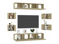 8pcs conjunto móveis de TV derivados de madeira carvalho sonoma PT155473