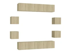 8pcs conjunto móveis de TV derivados de madeira carvalho sonoma PT155473