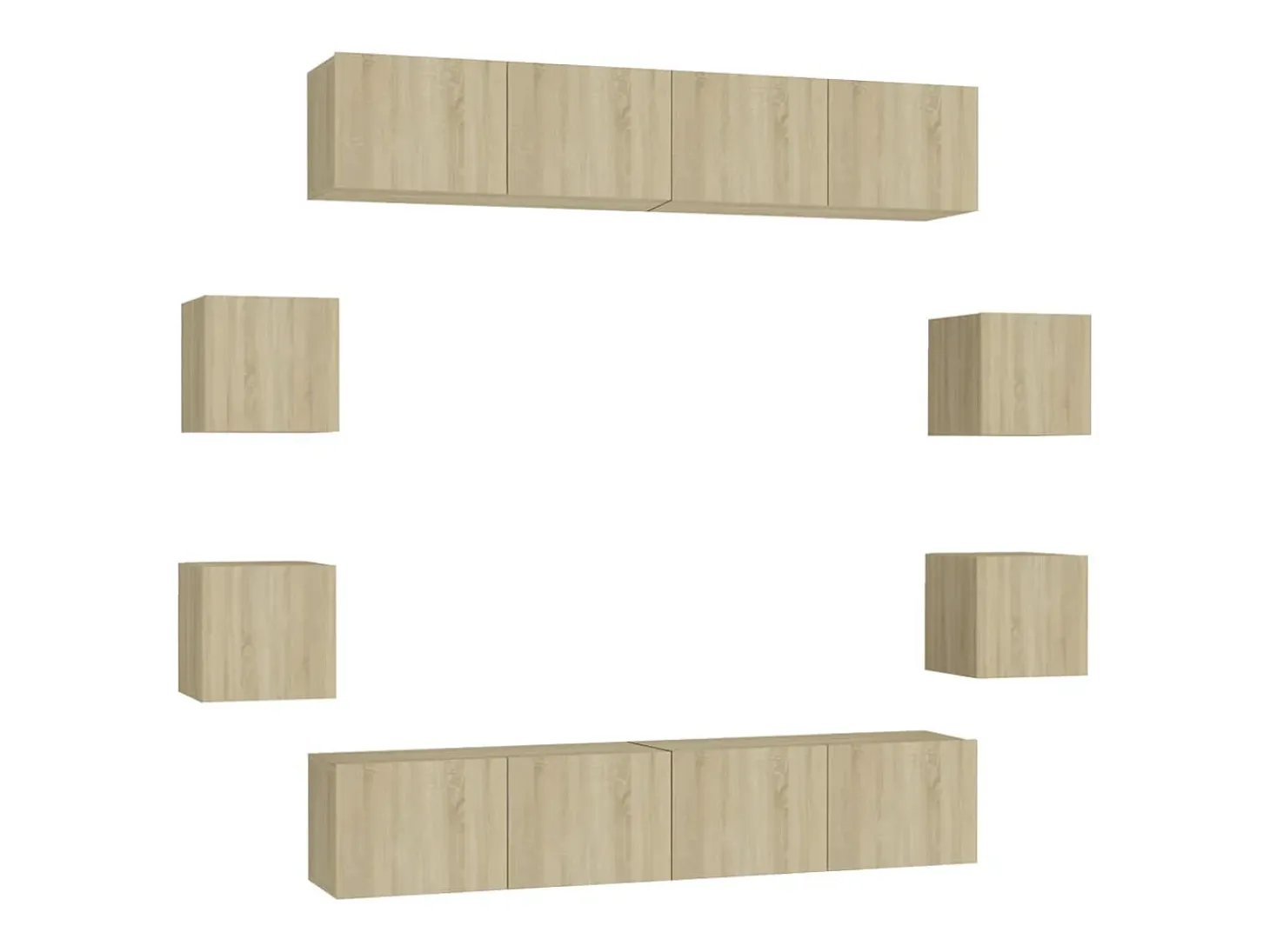 8pcs conjunto móveis de TV derivados de madeira carvalho sonoma PT155473
