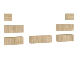 7pcs conjunto móveis de TV derivados de madeira carvalho sonoma PT343330