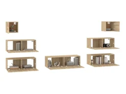 7pcs conjunto móveis de TV derivados de madeira carvalho sonoma PT343330