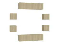 8pcs conjunto móveis de TV derivados de madeira carvalho sonoma PT705861