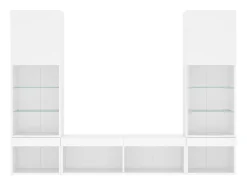 5pcs móveis de parede p/ TV c/ LEDs derivados de madeira branco