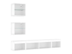 5pcs móveis de parede p/ TV c/ LEDs derivados de madeira branco PT511033