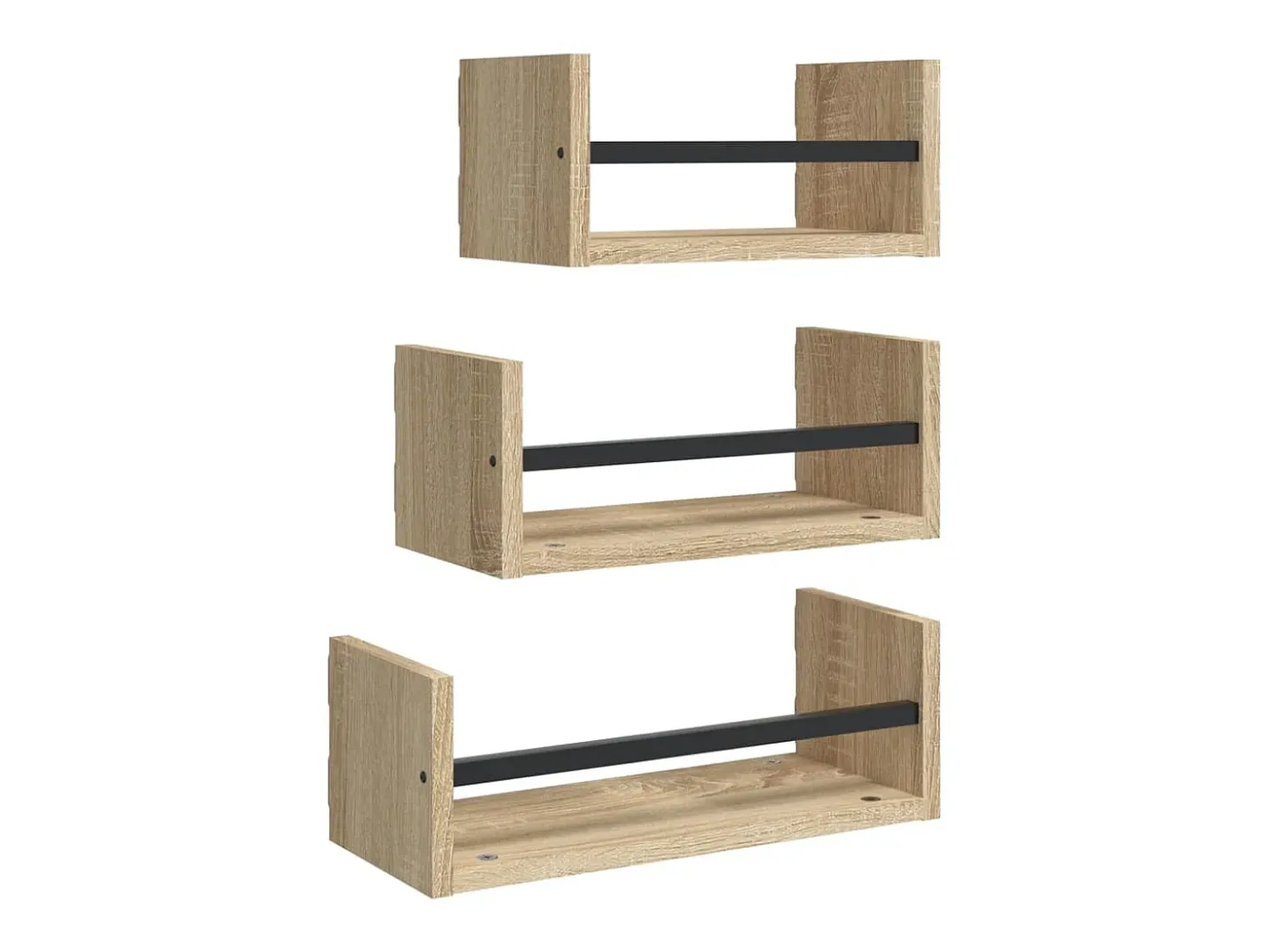 3pcs prateleiras parede c/ barras deriv.madeira carvalho sonoma PT427762