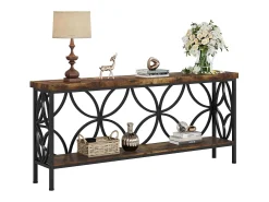 Pequena mesa para sofá de 160 cm - Mesa para sofá industrial longa para atrás do sofá