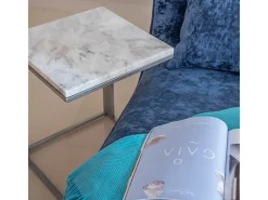 Pequena mesa quadrada de mármore branco para sofá