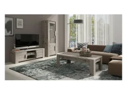Petite vitrine LYON 2 portes - chêne wellington - 72 x 195 x 47 cm