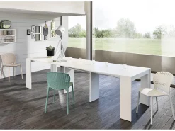 Pinóquio - Consola extensível (42,5/302,5 x 90 cm) em MDF lacado branco