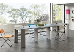 Pinóquio - Consola extensível (42,5/302,5 x 90 cm) em MDF lacado cinza