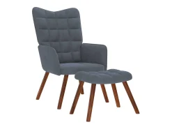 Poltrona | Cadeira de Sala | Cadeira Relaxante com Banco em Veludo Cinza Escuro SHL154971