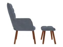 Poltrona | Cadeira de Sala | Cadeira Relaxante com Banco em Veludo Cinza Escuro SHL154971