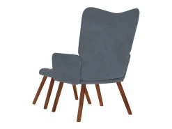 Poltrona | Cadeira de Sala | Cadeira Relaxante com Banco em Veludo Cinza Escuro SHL154971