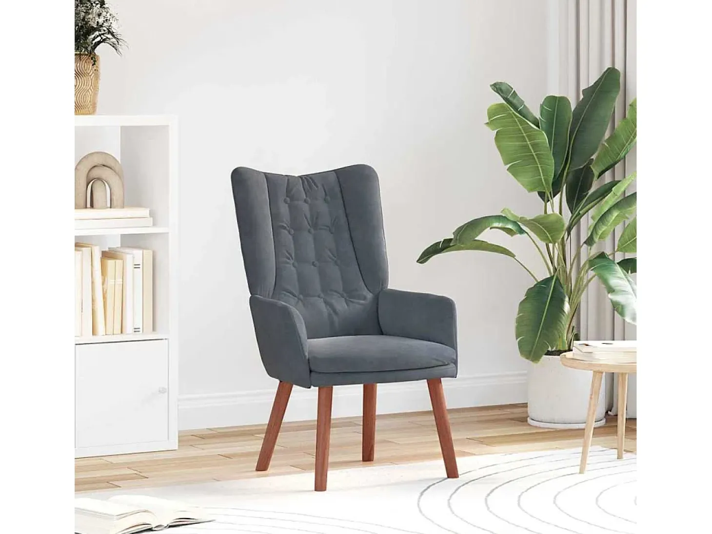 Poltrona | Cadeira de Sala | Cadeira Relaxante Cinzento escuro 63x67x94 cm Veludo SHL993947