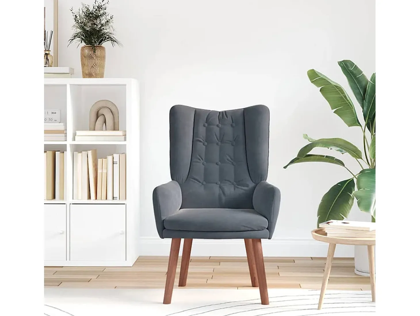 Poltrona | Cadeira de Sala | Cadeira Relaxante Cinzento escuro 63x67x94 cm Veludo SHL993947