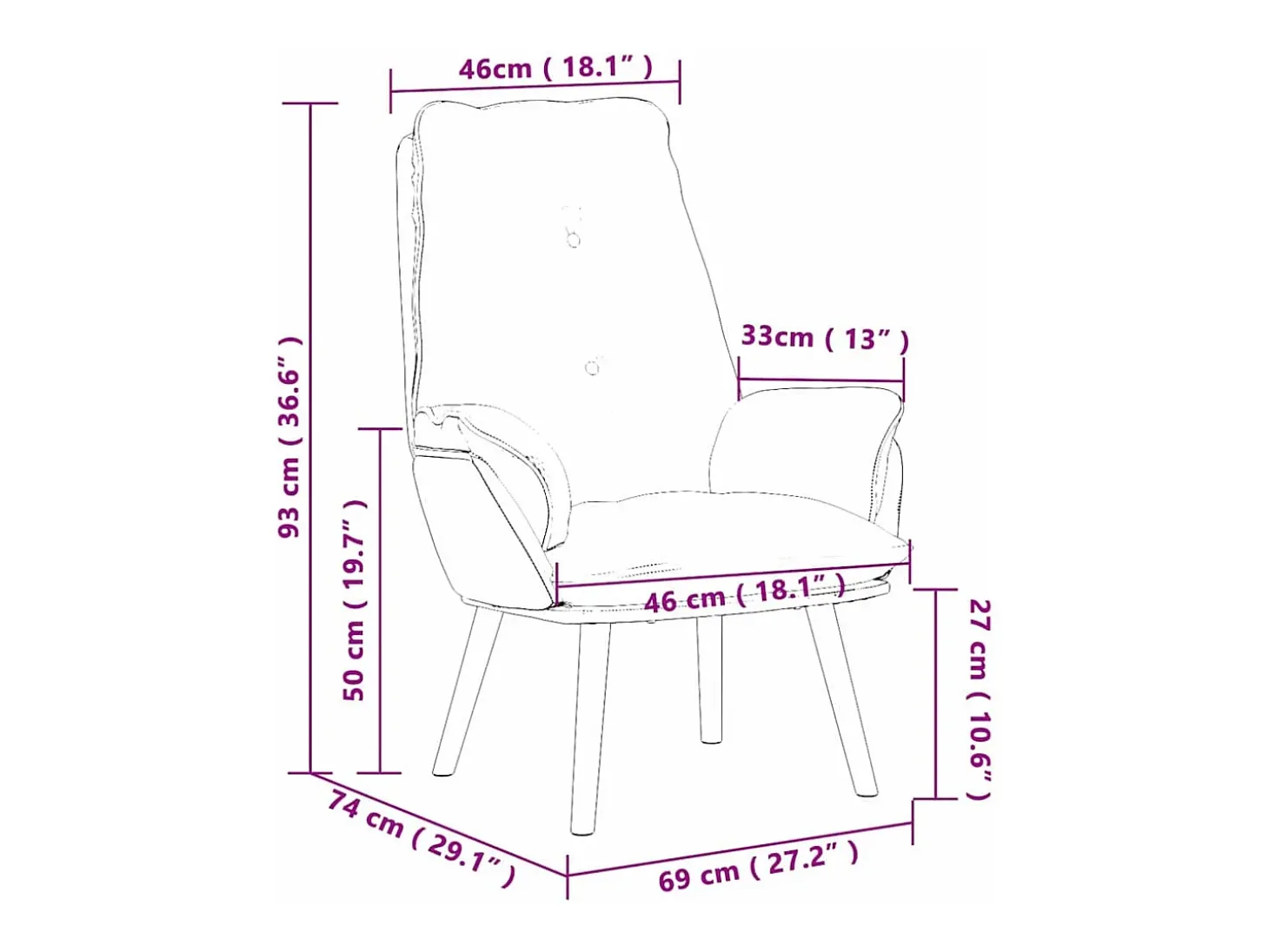 Poltrona | Cadeira de Sala | Cadeira Relaxante Cinzento-acastanhado 69x74x93 cm tecido SHL606697