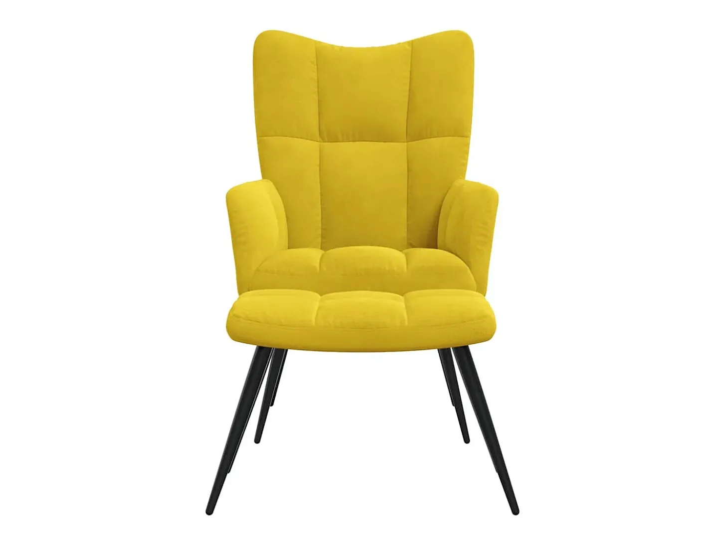 Poltrona | Cadeira de Sala | Cadeira Relaxante com Banco Veludo Amarelo Mostarda SHL340065