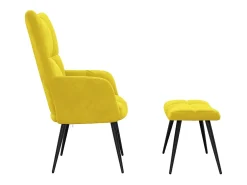 Poltrona | Cadeira de Sala | Cadeira Relaxante com Banco Veludo Amarelo Mostarda SHL340065