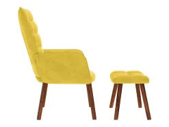 Poltrona | Cadeira de Sala | Cadeira Relaxante com Banco em Veludo Amarelo SHL478825