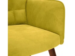Poltrona | Cadeira de Sala | Cadeira Relaxante com Banco em Veludo Amarelo SHL478825
