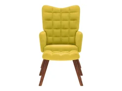Poltrona | Cadeira de Sala | Cadeira Relaxante com Banco em Veludo Amarelo SHL478825