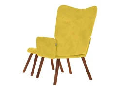 Poltrona | Cadeira de Sala | Cadeira Relaxante com Banco em Veludo Amarelo SHL478825