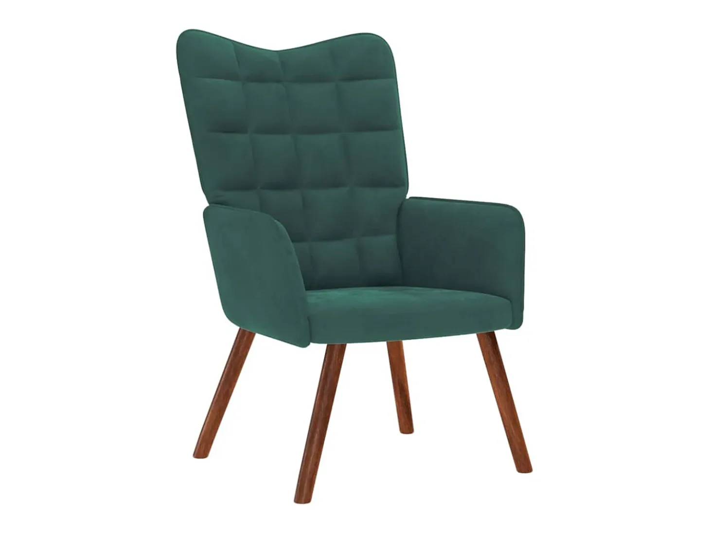 Poltrona | Cadeira de Sala | Cadeira Relaxante com Banco em Veludo Verde Escuro SHL71765