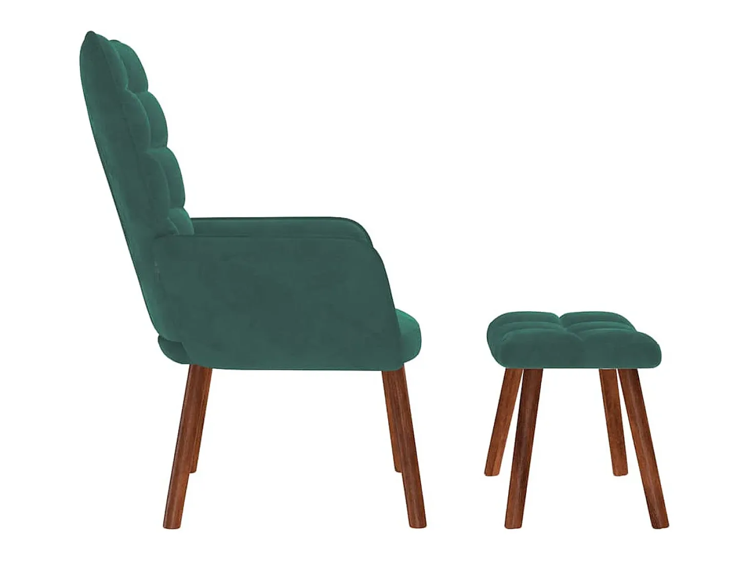 Poltrona | Cadeira de Sala | Cadeira Relaxante com Banco em Veludo Verde Escuro SHL71765