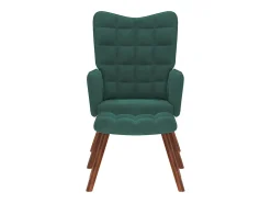 Poltrona | Cadeira de Sala | Cadeira Relaxante com Banco em Veludo Verde Escuro SHL71765