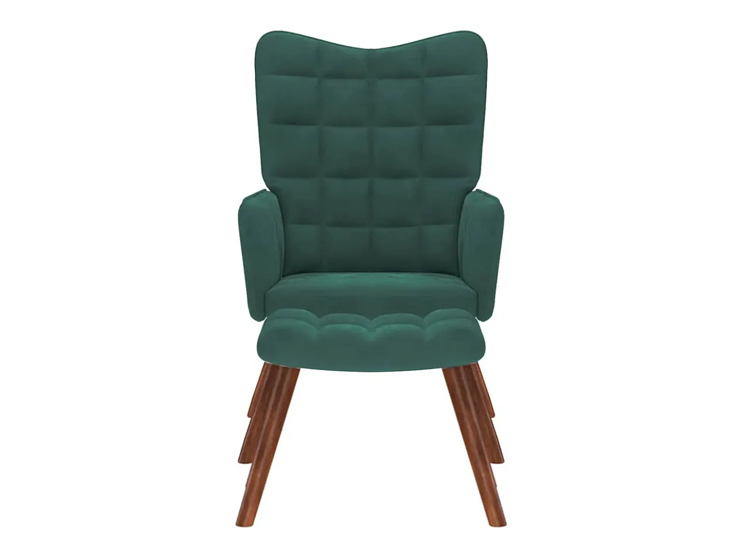 Poltrona | Cadeira de Sala | Cadeira Relaxante com Banco em Veludo Verde Escuro SHL71765