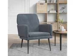 Poltrona | Cadeira Relax com apoio de braços 62x79x79 cm veludo cinzento-escuro SHL316671