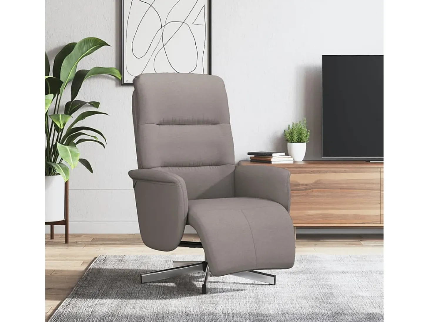 Poltrona | Cadeira Relax | Cadeira reclinável com apoio de pés tecido cinzento-acastanhado SHL991560