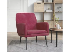 Poltrona | Cadeira Relax com apoio de braços 62x79x79 cm veludo vermelho tinto SHL254235