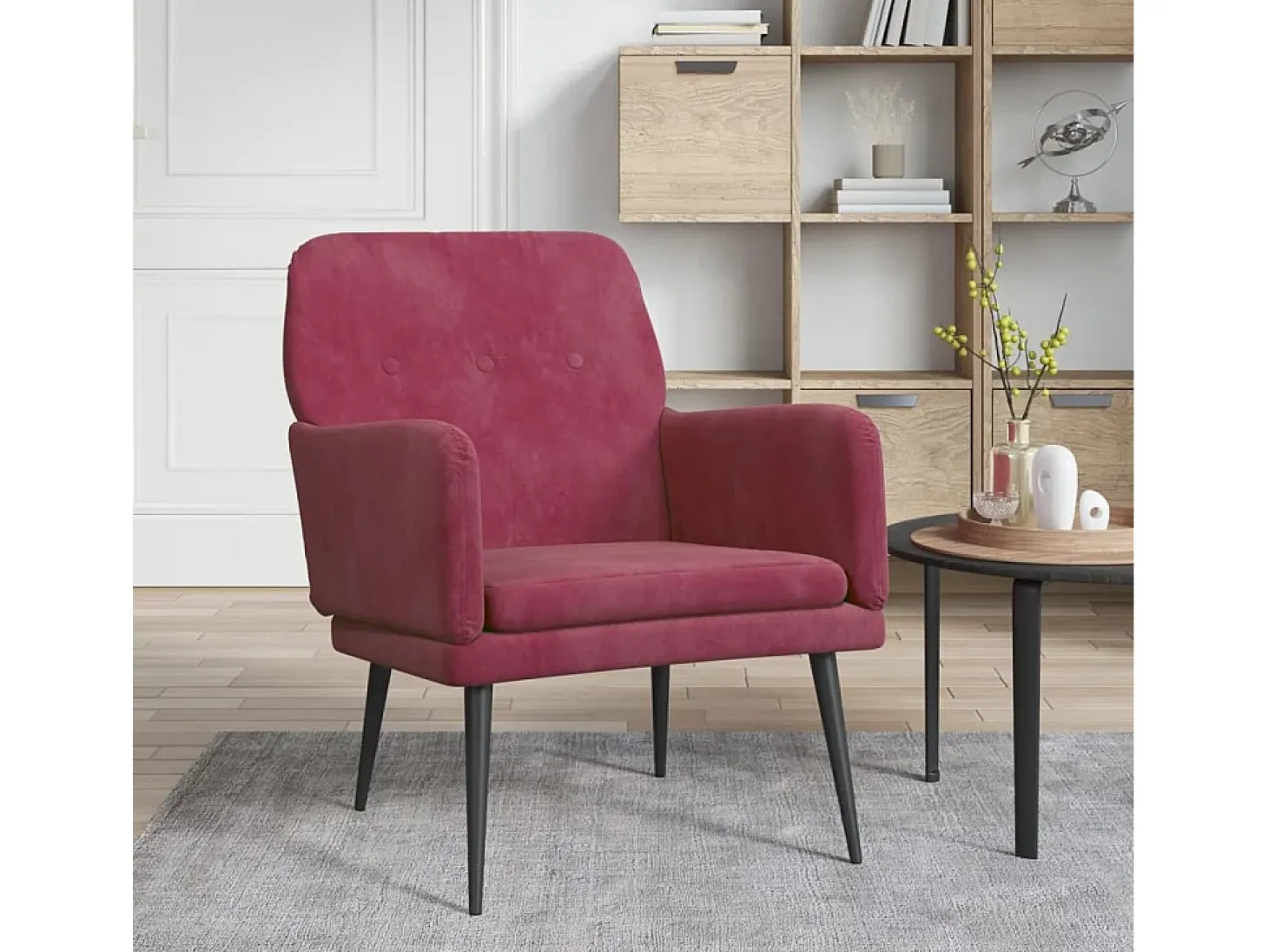 Poltrona | Cadeira Relax com apoio de braços 62x79x79 cm veludo vermelho tinto SHL254235
