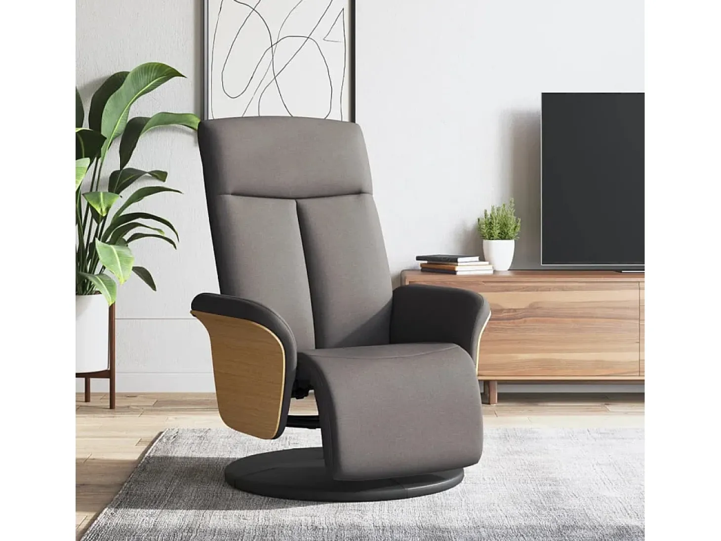 Poltrona | Cadeira Relax | Cadeira reclinável com apoio de pés tecido cinzento-acastanhado SHL526885