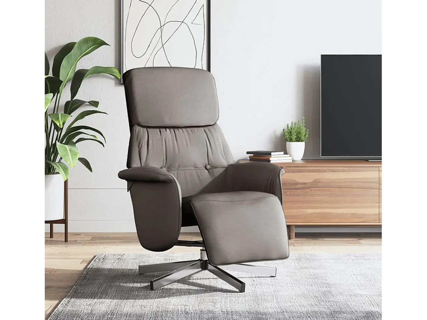 Poltrona | Cadeira Relax | Cadeira reclinável com apoio de pés tecido cinzento-acastanhado SHL929055