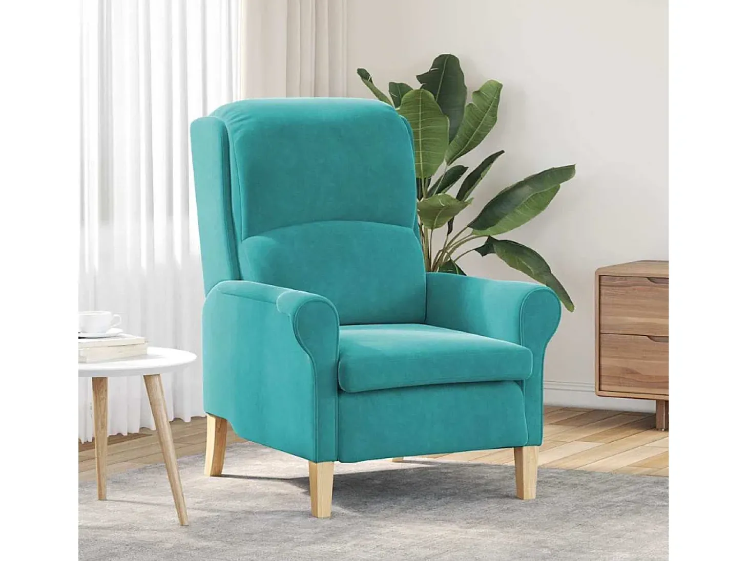 Poltrona | Cadeira Relax | Poltrona Confortável para Sala Turquesa 76x94x102 cm Veludo SHL134762