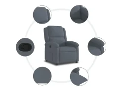 Poltrona | Cadeira Relax | Cadeira reclinável veludo cinzento-escuro SHL42637