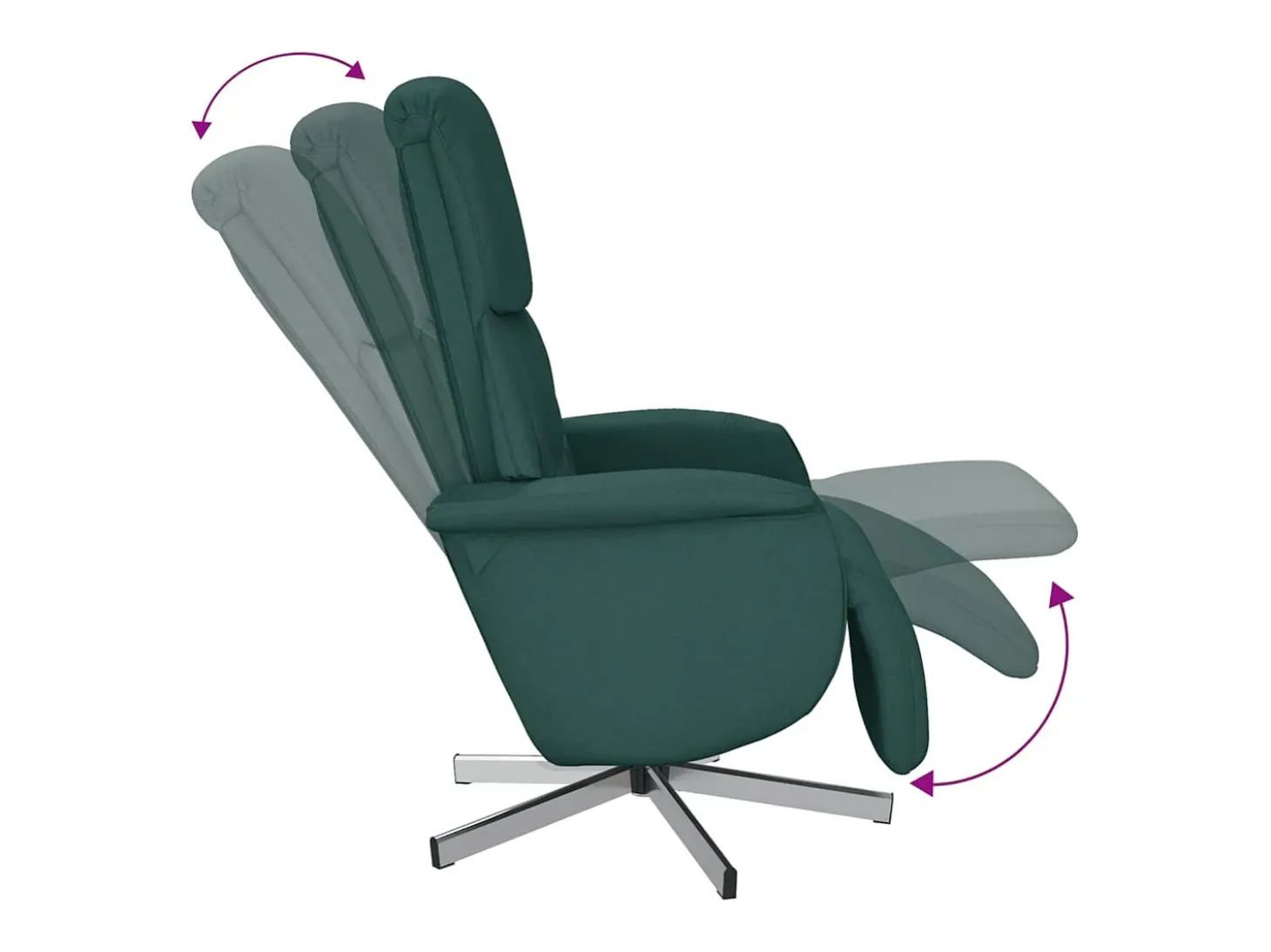 Poltrona | Cadeira Relax | Cadeira reclinável com apoio de pés tecido tecido verde-escuro SHL73807