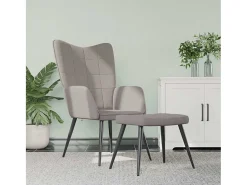 Poltrona | Cadeira Relax com banco tecido cinzento-acastanhado SHL412857