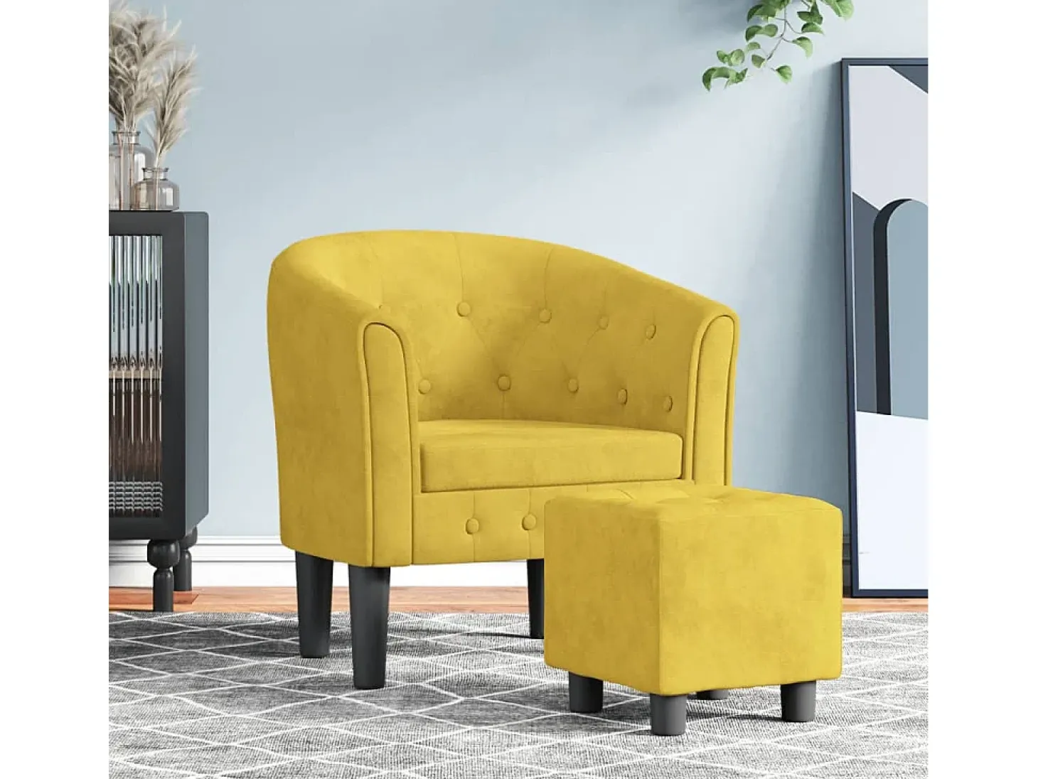 Poltrona | Cadeira Relax com apoio de pés veludo amarelo SHL933131